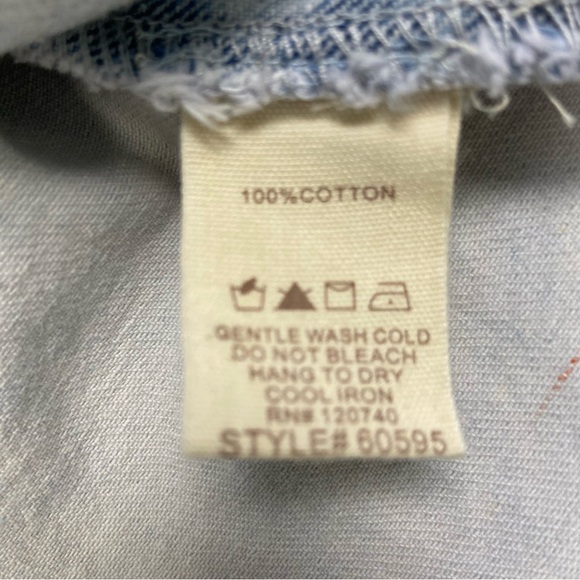 Mystree Light Blue Denim Jacket with Lavender Script and Floral Accent - Picture 8 of 8